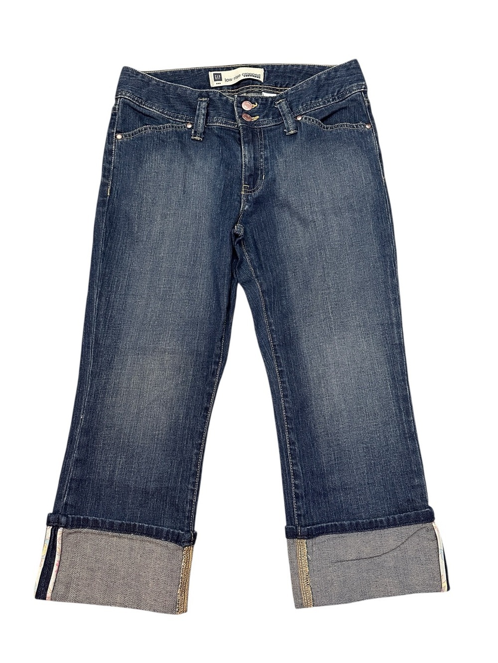 GAP Y2K 2000’s Low Rise Cropped Cuffed Blue Denim Jeans Women’s size 6